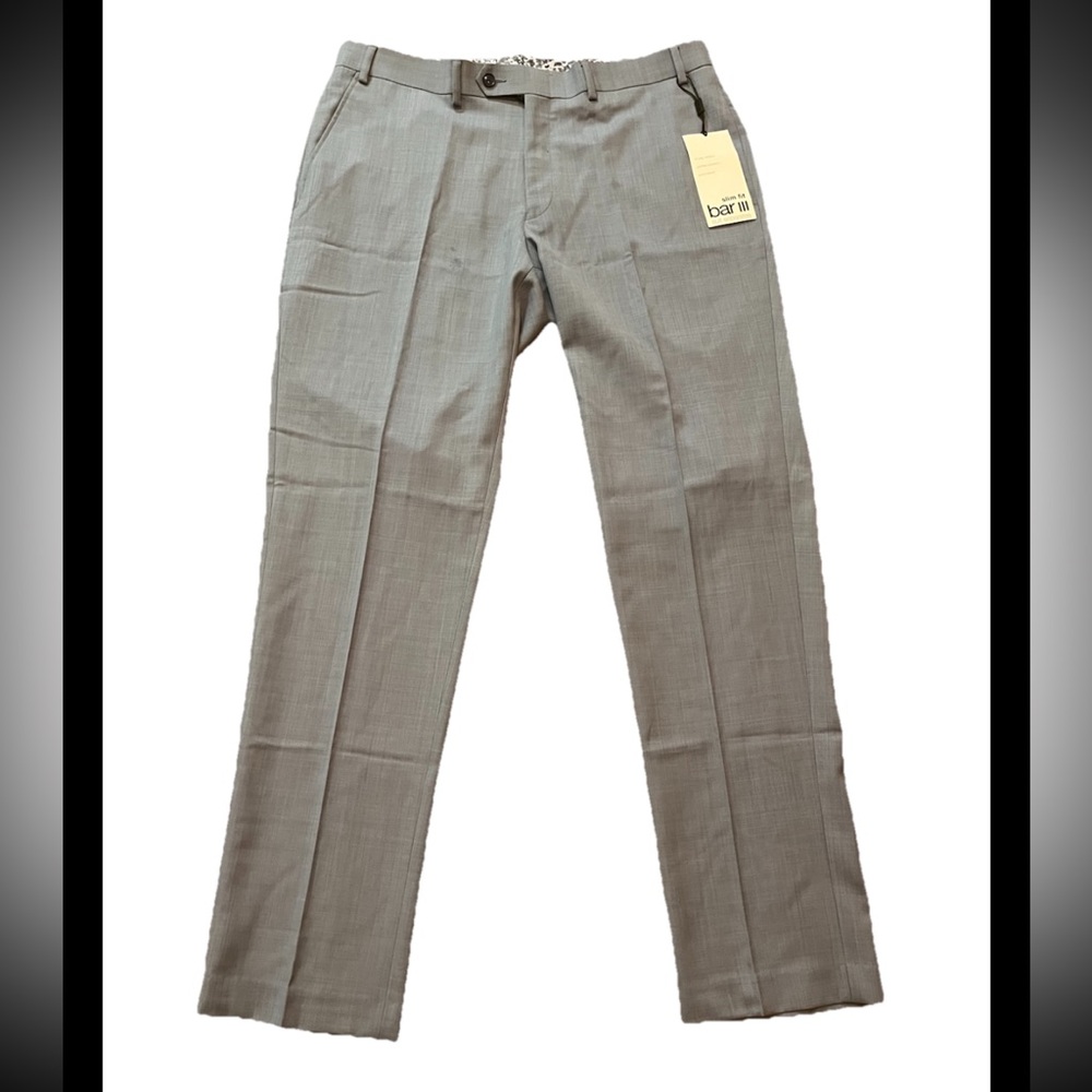 Bar III Slim-Fit Wool Wrinkle Resistant  Power Stretch 4-Way Stretch Dress Pants
